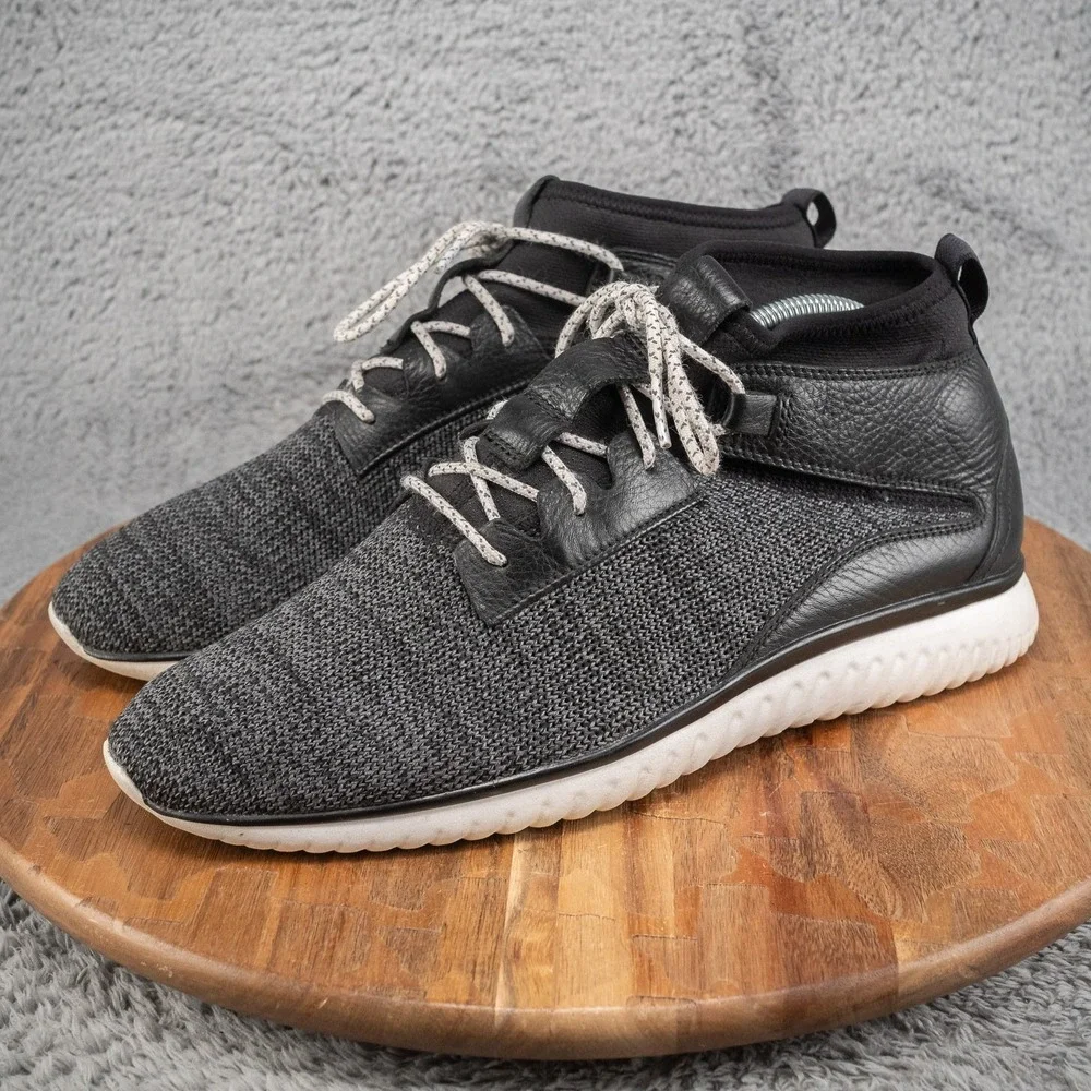 Cole Haan Mens GrandMotion Mid-Top Knit Sneakers‎ Black C30660 Size 9.5M